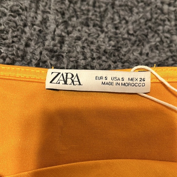 Zara - yellow/orange satin look v-neck going out top/cami. Size S. - Picture 2 of 2